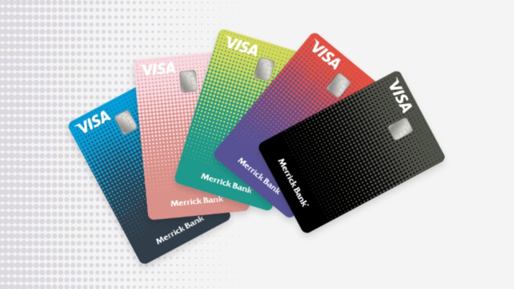 Merrick Bank Credit Cards in Different Colours